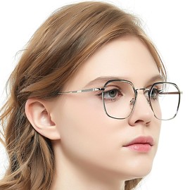 OCCI CHIARI Women Metal Blue light Block Glass with Non-prescription for Computer (Gold/Silver)