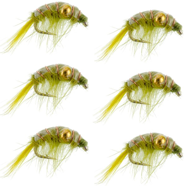 The Fly Fishing Place Olive Beaded Shrimp Scud Patterns- 6