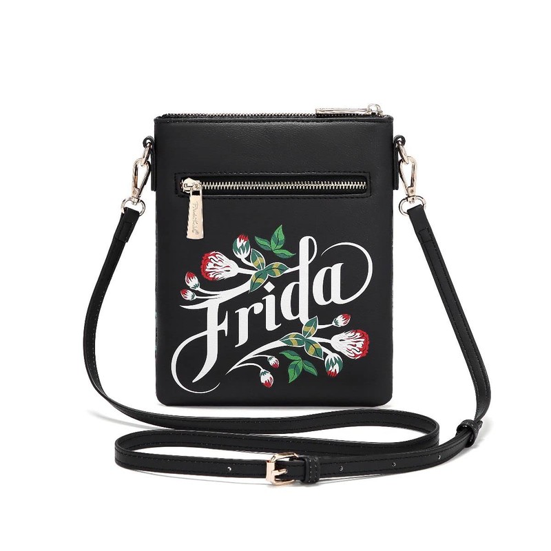 Frida Kahlo ANIMATED ARTWORK SIMPLE CROSSBODY - BLACK