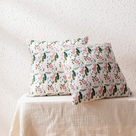SLEEP ZONE Embroidered Craft Pillow Insert Cover A Design (White+Pink+Green,20 * 20in)
