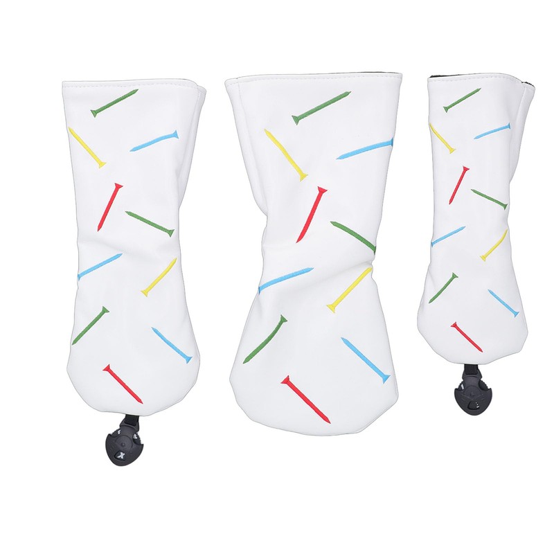 Golf Club Head Covers, 3pcs Long Neck Waterproof PU Leather