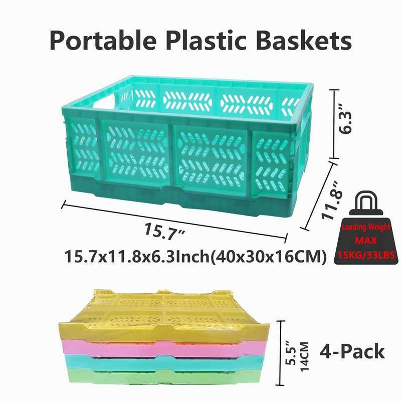 PTEREIW 4 Pack 20L Large Closet Storage Baskets Bins for