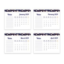 Red Ocean Floral Desktop Calendar 2024 Flipbook Planner For Girls Women Free Standing Spiral Bound Office Home Calendar Month To View 13 Page Calender