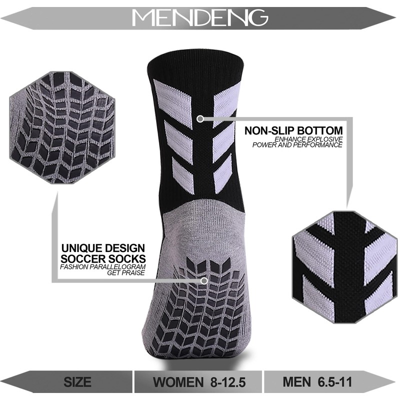 MENDENG Mens Grip Socks Soccer Non Slip Socks for Men