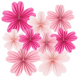 zilue Paper Fans Party Decorations Paper Flowers Decorations for Wall Classroom Floral Backdrop Baby Shower Birthday Party Flower Wall Decor Pack of 9 Pink