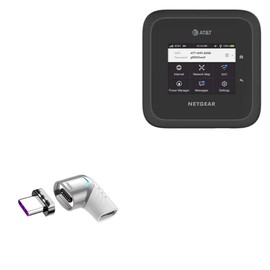 BoxWave Adapter Compatible with Netgear Nighthawk M6 Mobile Hotspot (MR6110) - MagnetoSnap PD Angle Adapter, Magnetic Charging Connector Device Saver - Metallic Silver