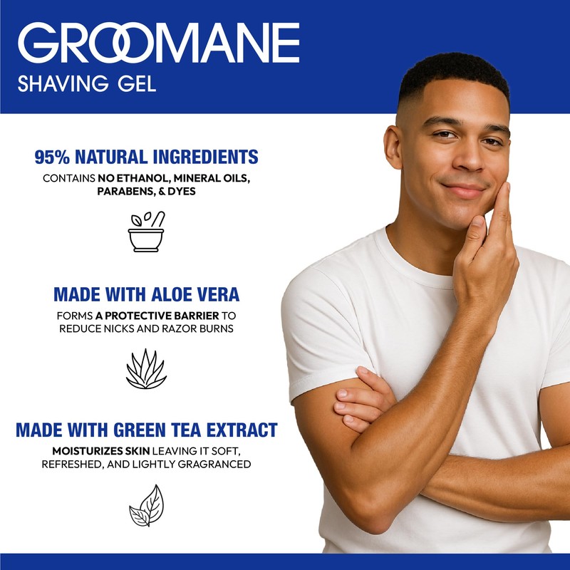 RED Pro GROOMANE Barber-Grade Shaving Gel for Men, Non-Foaming Clear