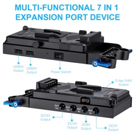 Fomito V-Mount Lock Battery Plate Power Adapter with 15mm Rod Clamp for Sony A7III A7RIII A7R4 A7MIII A7M4 A9 A9S A6600 Camera Camcorder