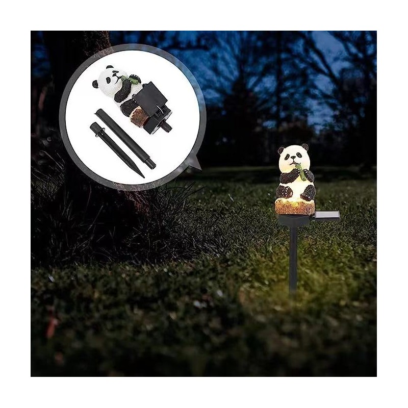 Solar Panda Lamp, Garden Decoration Resin Cute Animal Lamp, Wireless