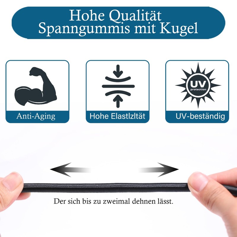 JunGG Elastic Bands with Ball Black (12, 20 cm)