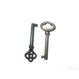 Generic Skeleton Key KY-2AB and KY-3AB Antique Brass Plated Hollow Barrel Old Keys for Cabinets, Doors, Cabinets etc