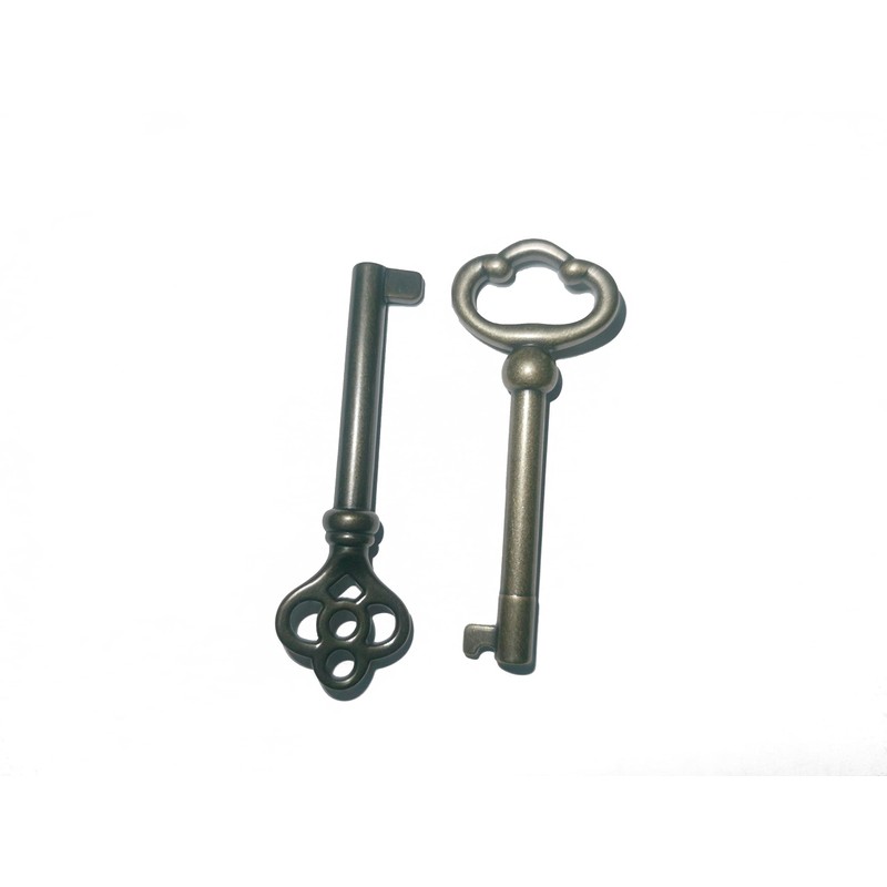 Generic Skeleton Key KY-2AB and KY-3AB Antique Brass Plated Hollow