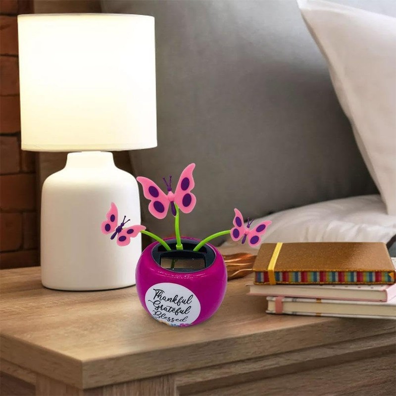 Red Bug Solar Powered Dancing Flower for Car, Car Windowsill