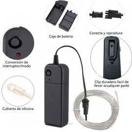 Cable de luz de neón EL de 19,6 ft/6 m, tira de luz LED con 3 modos de iluminación, IP65 resistente al agua, tira led neon cortable para Navidad,decoración bricolaje, fiesta y decoración del hogar