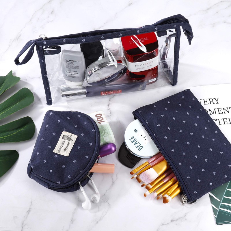 Toiletry Bag Transparent for Travel Pack of 3 Waterproof PVC