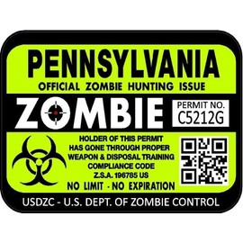 ProSticker 1248 (Two Pack) 3"x 4" Zombie Series Pennsylvania Hunting License Permit Decal Sticker
