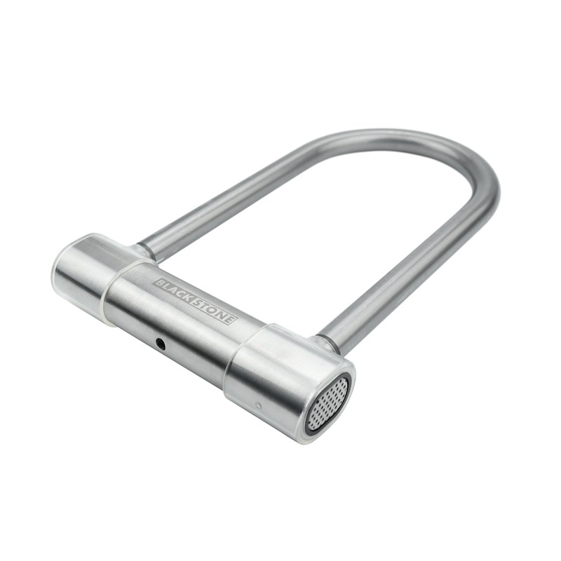 Black Stone Stainless Steel U Bike Lock-130dB Alarm System, 14mm