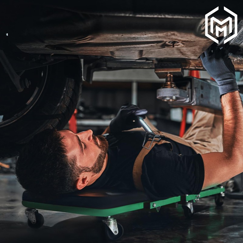 M-AUTO Heavy-Duty Convertible Mechanic Creeper, 48" Padded Adjustable Headrest Roller