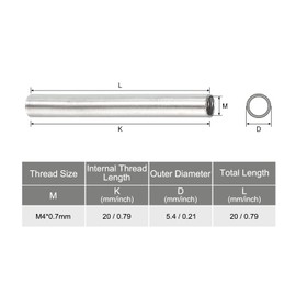 MECCANIXITY Round Coupling Nut, M4x0.7mm Female Thread 20mm(0.79") Round Sleeve Connector Rod Bar Stud Tube Nut Hardware Fastener Pack of 40