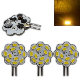 Pack of 3 G4 LED 1.2 Watt 12 SMD Warm White Vertical A 12 V ~AC / DC 120° Illumination Halogen Replacement