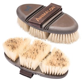 Animalon CareFlex Root Brush - Natural Hair Horse Brush - Root Brush with Hard Natural Bristles - Flexible, Ergonomic & High Quality - Brush with Fastening