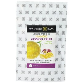 Walters Bay Mango Passion Fruit Green Iced Tea, 12 Quart Sized Tea Bags, Ceylon Tea, Unsweetened, Tropical Mango Passion Fruit Flavored, 100% Hand Plucked, Green Tea