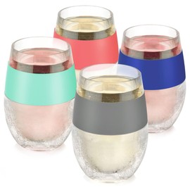 Host Freeze Plastic Wine Glasses for Red and White Wines, Gifts for Mom, Gifts for Women, Double Wall Insulated Wine Cooling Cups, Freezable Drink Chilling Tumblers, 8.5 oz, Set of 4, Assorted Colors