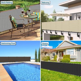 Coarbor 3'x10' Privacy Screen Fence - Apartment Patio Balcony Cover - 90% Blockage for Porch Deck Patio Backyard - Black