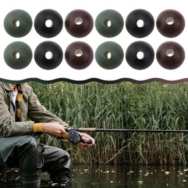 EMSea 150 pieces PE Shock Beads 8mm Carp Fishing Rig Buffer Beads for Protect the Head of the Rod and the Buoy Fishing Tackle (Black/Green/Brown)