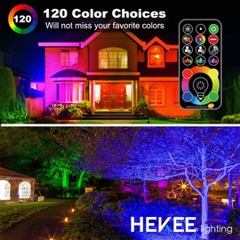HEKEE LED Flood Light Outdoor, 50W RGB Color Changing 5000 Lumens FloodLight, DIY Strobe Mode, 120 Colors Uplight, Timing, RGBW 2700K Warm White, IP66 Waterproof Spotlight (2 Pack)