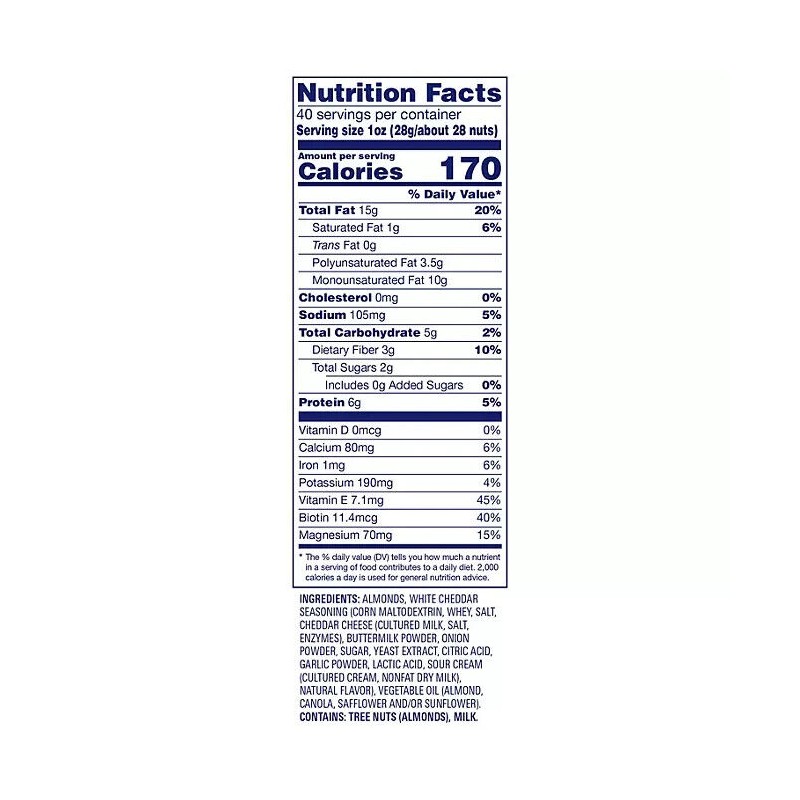 Blue Diamond White Cheddar Almonds, 40 oz. FREE SHIPPING