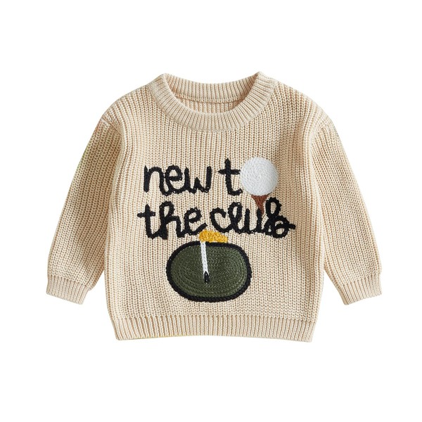 Carolily Baby Boys Knitted Jumper Golf Letter Embroidery Toddler Sweater