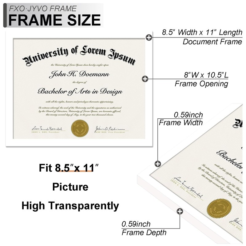 Fxojyvo White 8.5 x 11 Frame Display 8.5 by 11