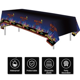 Suhelkit New York City NYC Birthday Party Table Cloth Supplies, 3 Pack Disposable New York City Party Decorations Table Cover for Birthday Baby Shower, 86in x 55in
