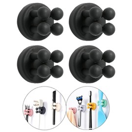 Defrko Silicone Toothbrush Holders - 4 Pcs Razor Hooks Adhesive Wall Mounted for Hanging Towel Key Plug Cable, Utility Decor Stick to Dorm Room Essentials Function for Kitchen Bathroom Home Office