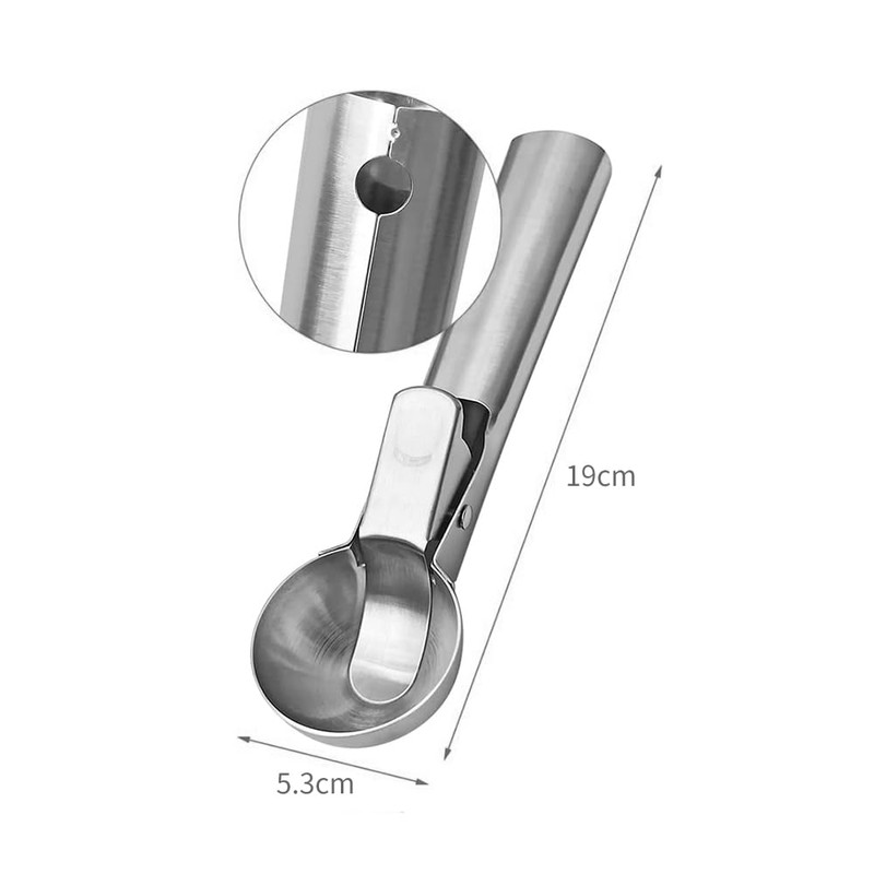 Ice Cream Spoon, Ice Cream De, Spherical Shape, Stainless Steel