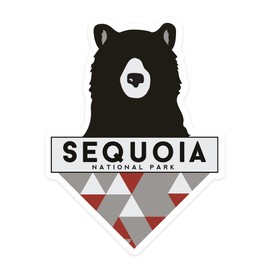 Die Cut Sticker Sequoia National Park, Bear and Triangles, Contour Vinyl Sticker 3 to 6 inches, (Waterproof Decal for Cars, Water Bottles, Laptops, Coolers), Large