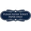 Designer Please Flush Toilet Paper Only Sign (Navy Blue/White) - Small 1 Pack