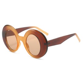 Vintage Oversized Round Blue Gradient Sunglasses For Women Fashion Large Cat Eye Sun Glasses Female Y2K Oval Eyewear (brown)