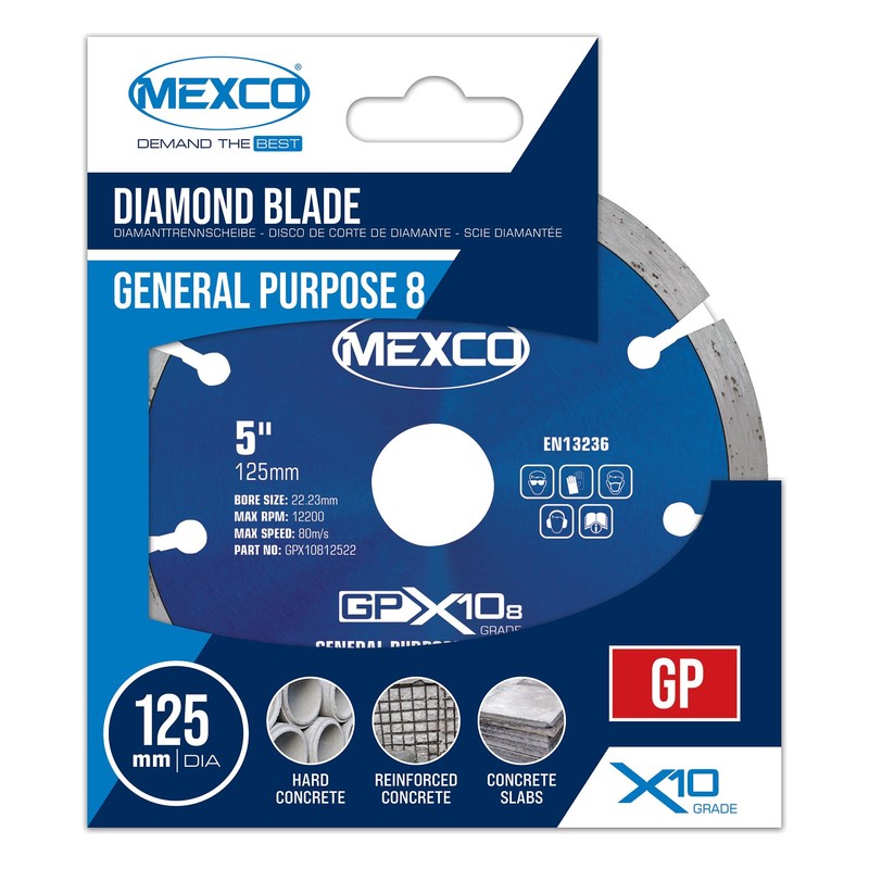 Mexco GPX10-8 General Purpose Concrete Diamond Blade, Cutting Disc for