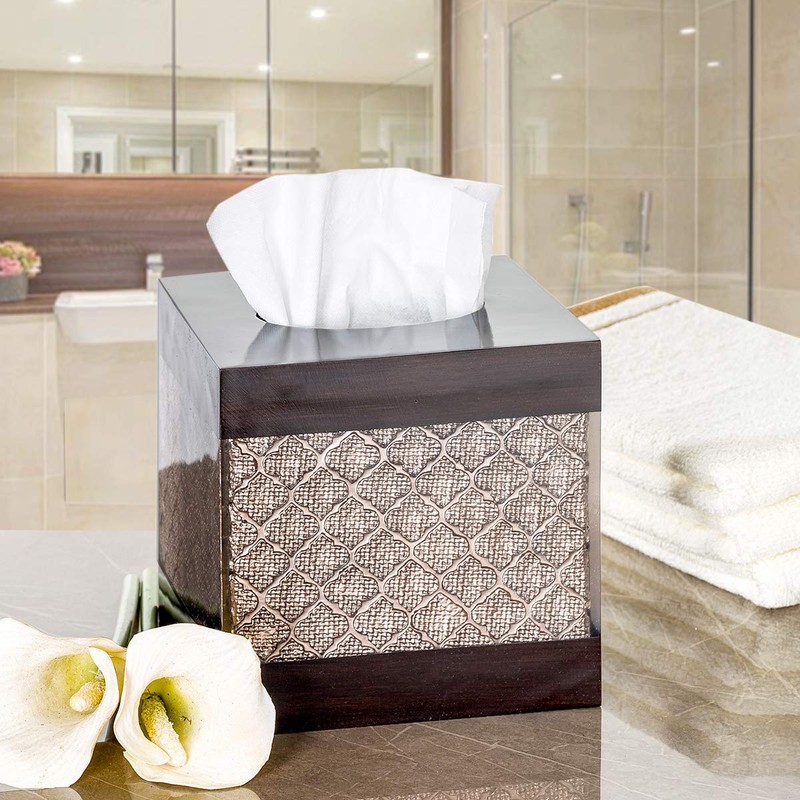 Creative Scents Dahlia Square Tissue Box Cover - Decorative Bathroom