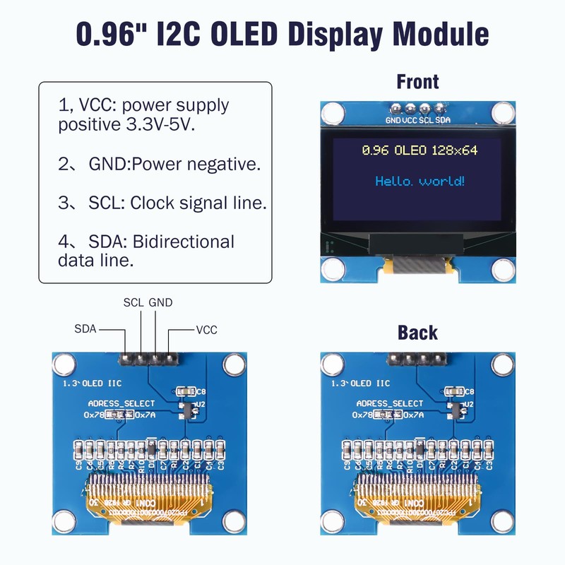 0.96 Inch OLED Display Module RUIZHI 3 Pieces 0.96 Inch