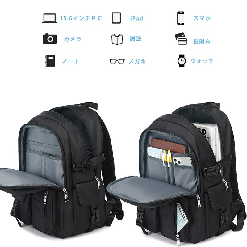 MIPOHAM Rucksack, Women's, Men's, Girls, Rucksack, 2-Layer Construction, 14 Pockets,