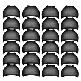 DEPHNARSA Stocking Wig Caps, 24 Pieces Stretchy Nylon Wig Caps Stocking Caps for Wigs Wig Caps for Women Men (A-Black)