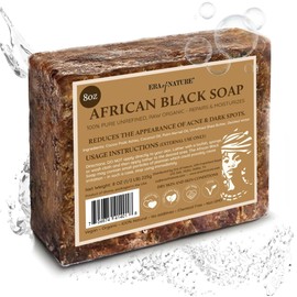 era of nature era of nature Best Raw ORGANIC AFRICAN BLACK SOAP, for Dry Skin and Skin Conditions. Pure & Natural Ingredients, Imported From Ghana - 8oz