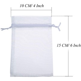 CCINEE Organza Drawstring Gift Bag,50pcs White Sheer Jewelry Fvaor Bags for Wedding Baby Shower Party Supply,4 x 6 Inches