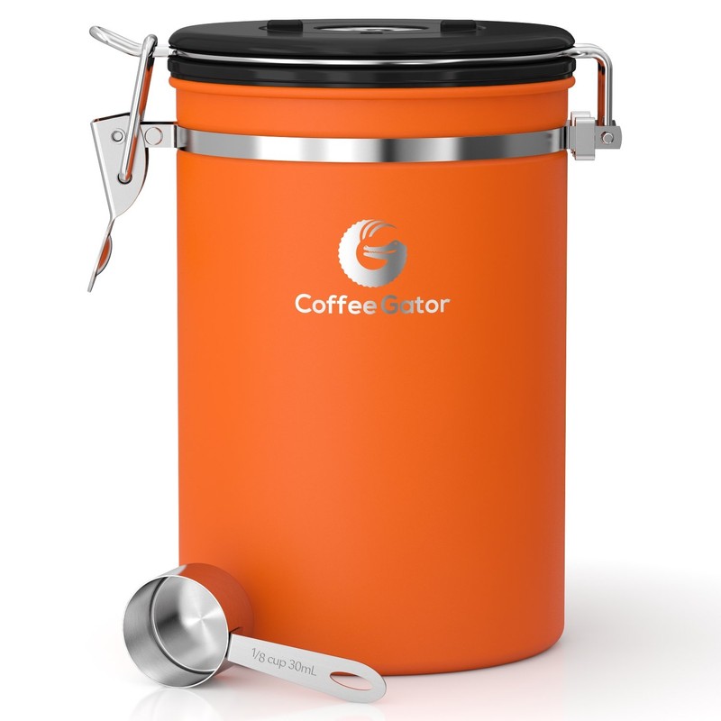 Coffee Gator Coffee Canister, 22oz Airtight Stainless Steel Kitchen Food