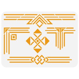FINGERINSPIRE Geometric Border Stencil - 11.7x8.3 inch Plastic Rectangle Triangle Pattern Template for DIY Art and Craft, Wood Wall Art Painting