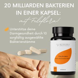 BODERRA Feliflora-Kulturen Complex - Support Your Intestinal Flora Building - 10 Live Gut Bacteria Strains + Inulin, Vitamins B & D - Gastric Juice-Resistant Probiotics - High Dose - Made in Germany