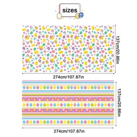 DALAETUS 2 Pcs Disposable Easter Table Cloth Set for Easter Gifts,RectangularTable Decorations for Easter Themed Party Supplies,Plastics Eggs Chick Floral Pattern Easter Egg Tablecloth